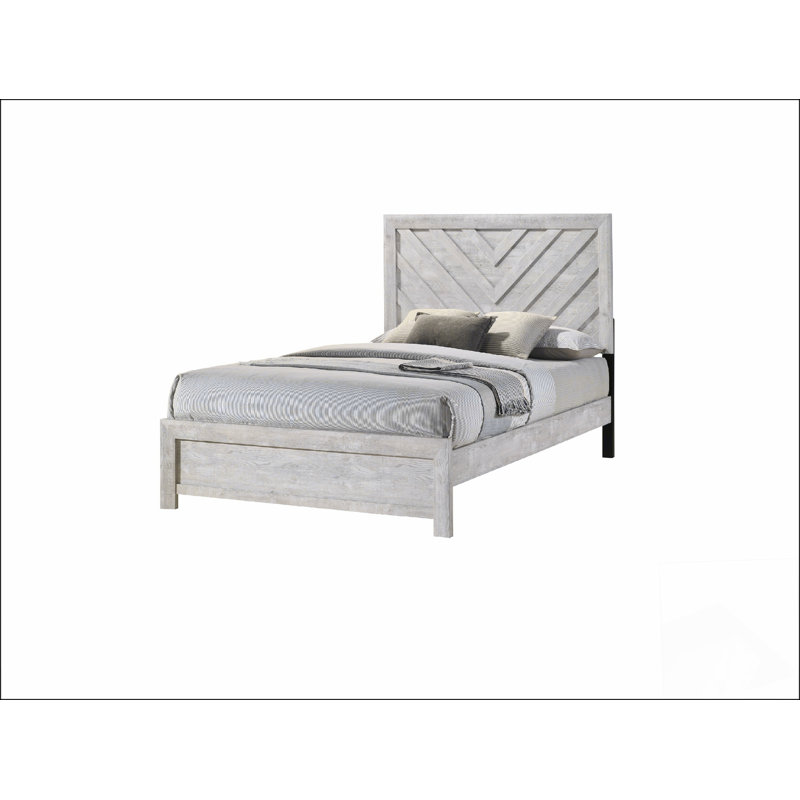 1pièce lit simple pour lit de jeunes en bois à motif géométrique à chevrons, Simple