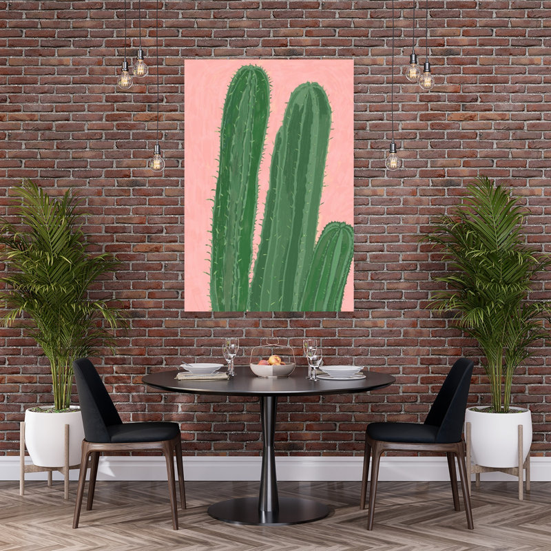 Desert Cacti Pink Modern Vibrant Abstract Cactus Succulent Nature Tropical Wall Art Print 1 Piece Wrapped Canvas Wall Art
