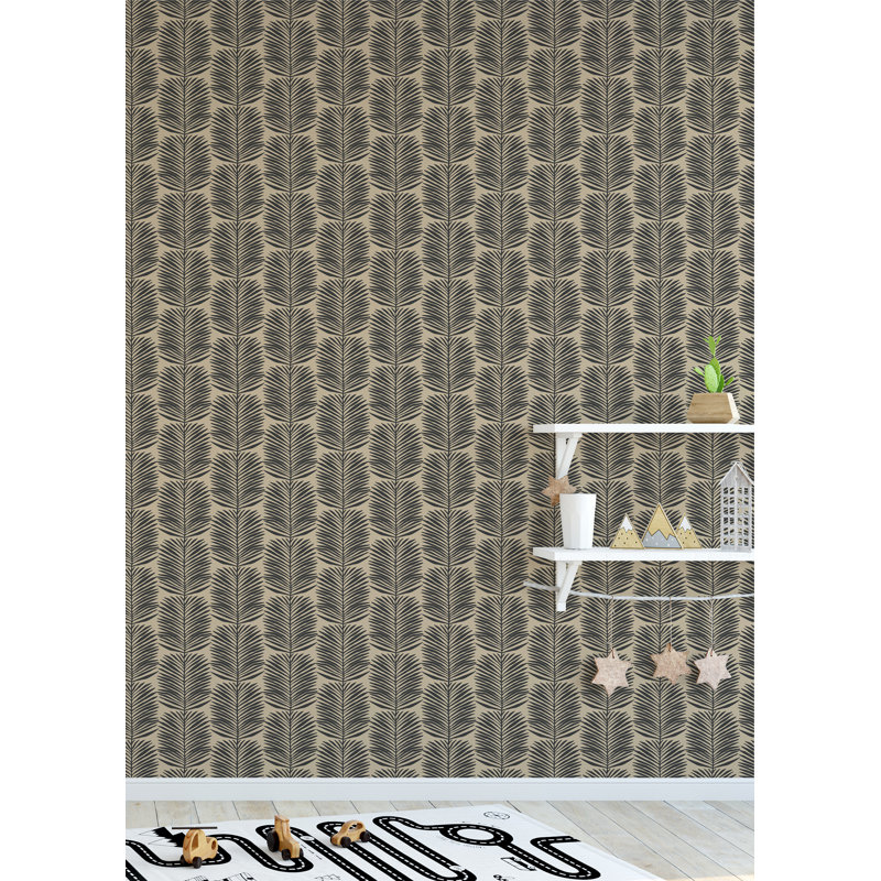 Organic Betty Palms 10' L x 24" W Wallpaper Roll, Camel, Non-pasted, Paper