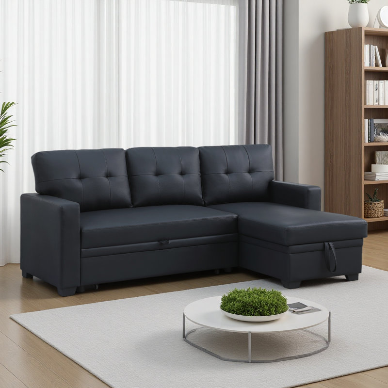 Canapé modulaire convertible rembourré avec méridienne coulissante