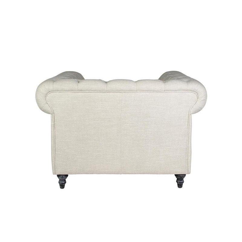 Fauteuil Chesterfield en lin touffeté à largeur 50 po Milan