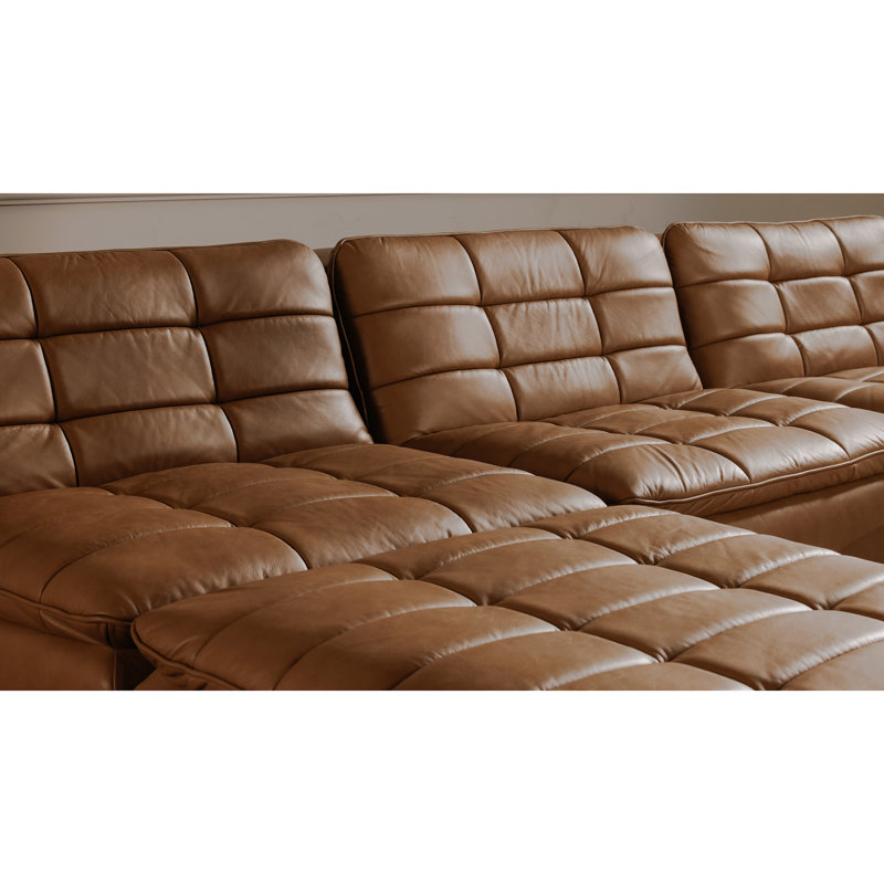 Ellaline Armless Modular Sofa Tan Leather