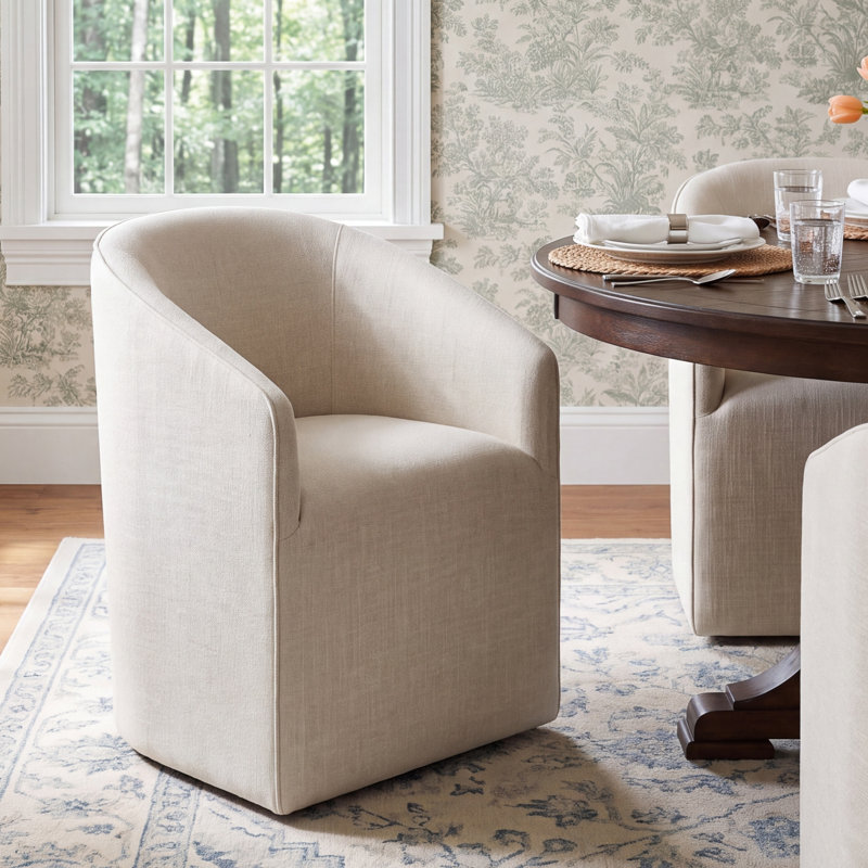 Caster Dining Chair ( Set of 2 ), Effie Linen Performance Linen