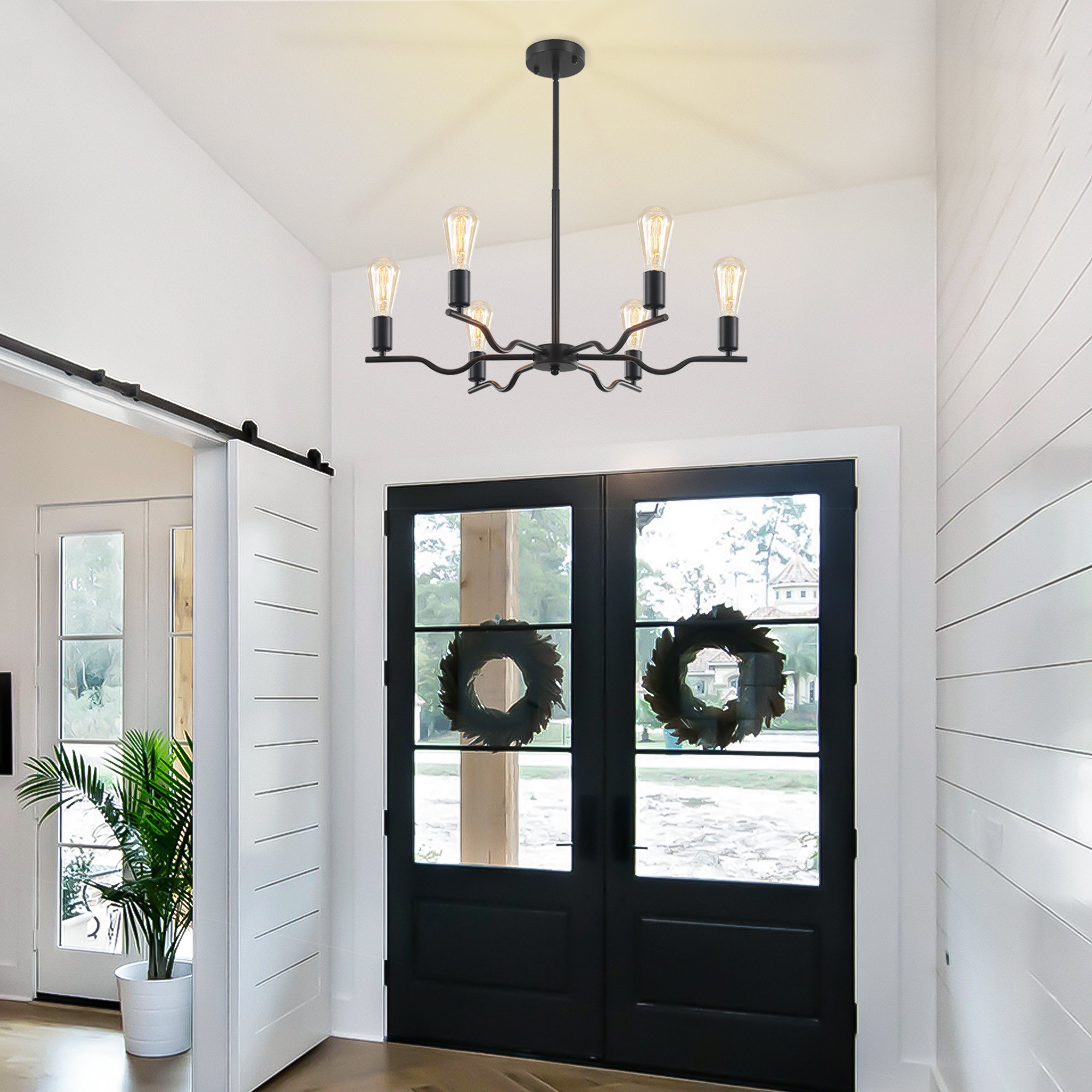 George Oliver 6 - Light Modern Linear Chandelier For Kitchen Island