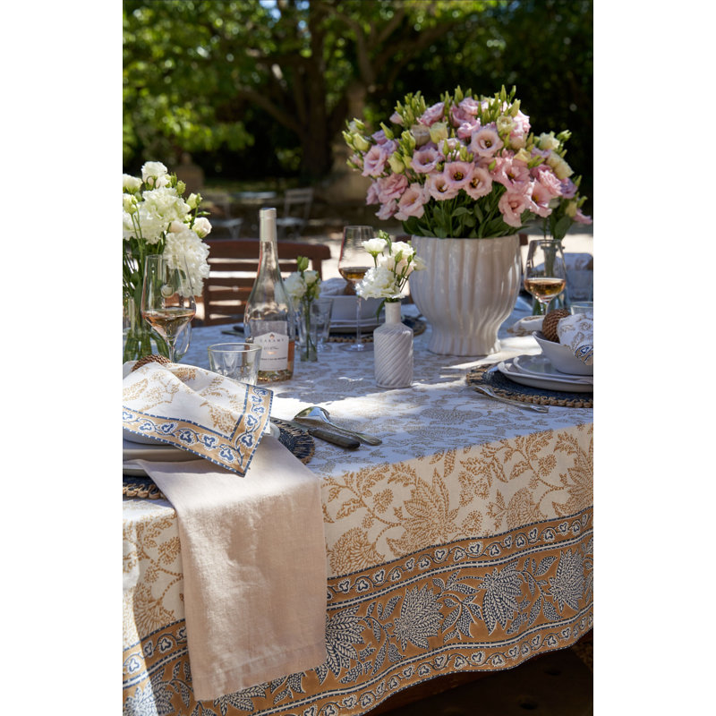 Chloe Handmade Floral Tablecloth, 142" L x 71" W
