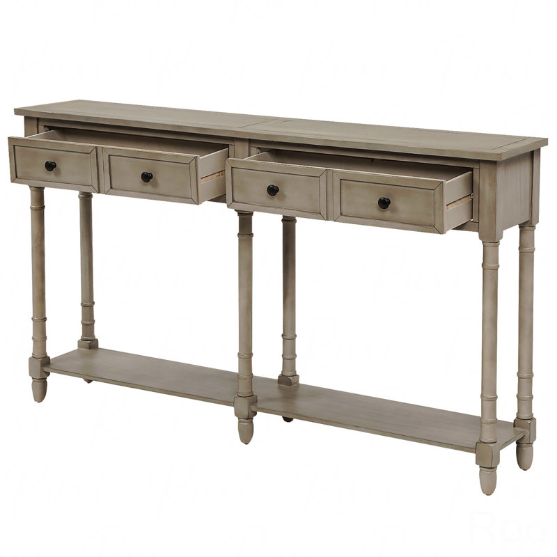  Console/Sofa Table with 2 Drawers + Bottom Shelf | Easy Assembly for Living Room & Entryway, Gray