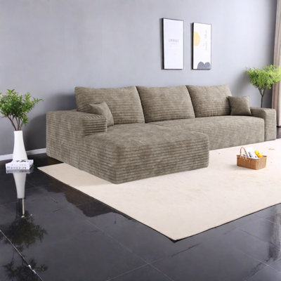 Compression Cloud Sectionals, Corduroy L Shape Modern Sofa For Home