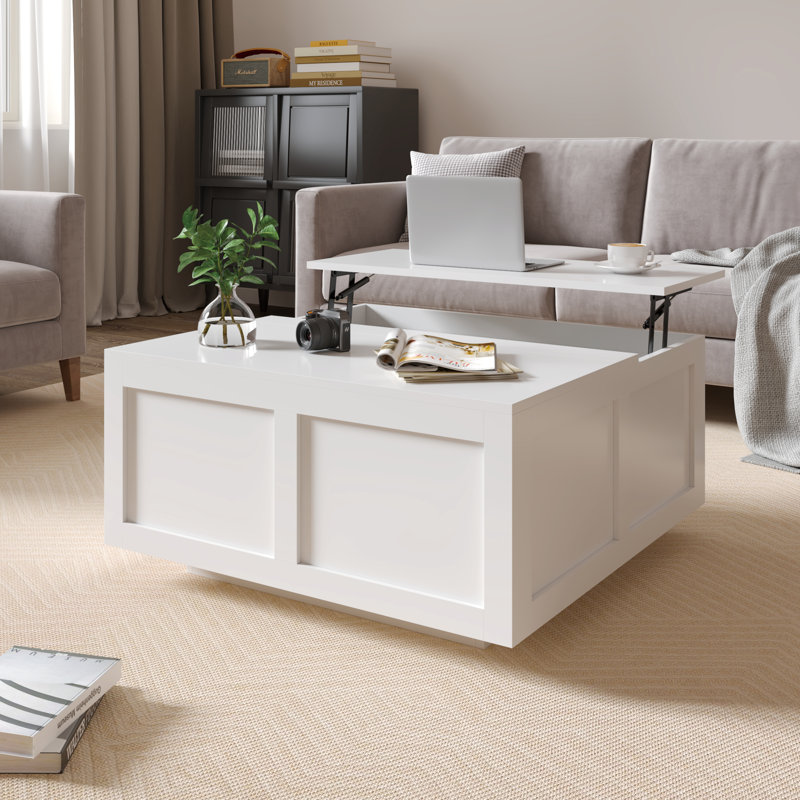 Coffee Table with Storage, White