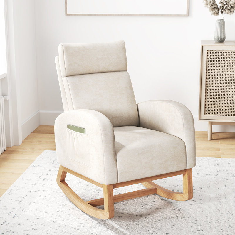 Fauteuil à bascule rembourré en chenille avec poches latérales 2 pièces