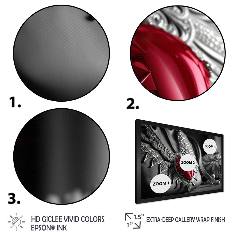 Accessoires Nexammedin Vintage Glam en rouge et noir VII - reproduction sur toile, Cadre photo noir, L 20 po x H 12 po