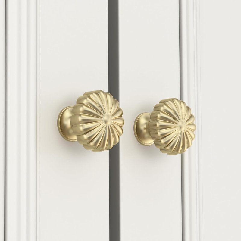 Paquet de 20 boutons d'armoire en alliage de zinc de qualité supérieure - Poignées de tiroir élégantes avec finition or brossé - Poignées de quincaillerie à motif de pétales durables pour meubles