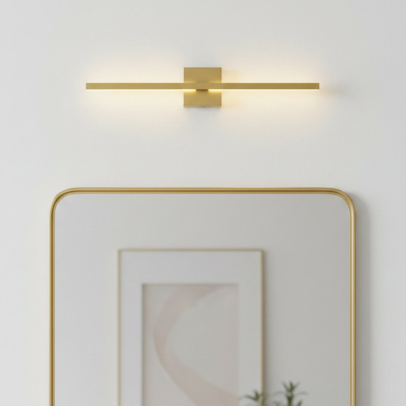 Haamed LED Flush Mounted Sconce Hardwired, Gold, 27.5" H x 4.7" W x 2.9" D