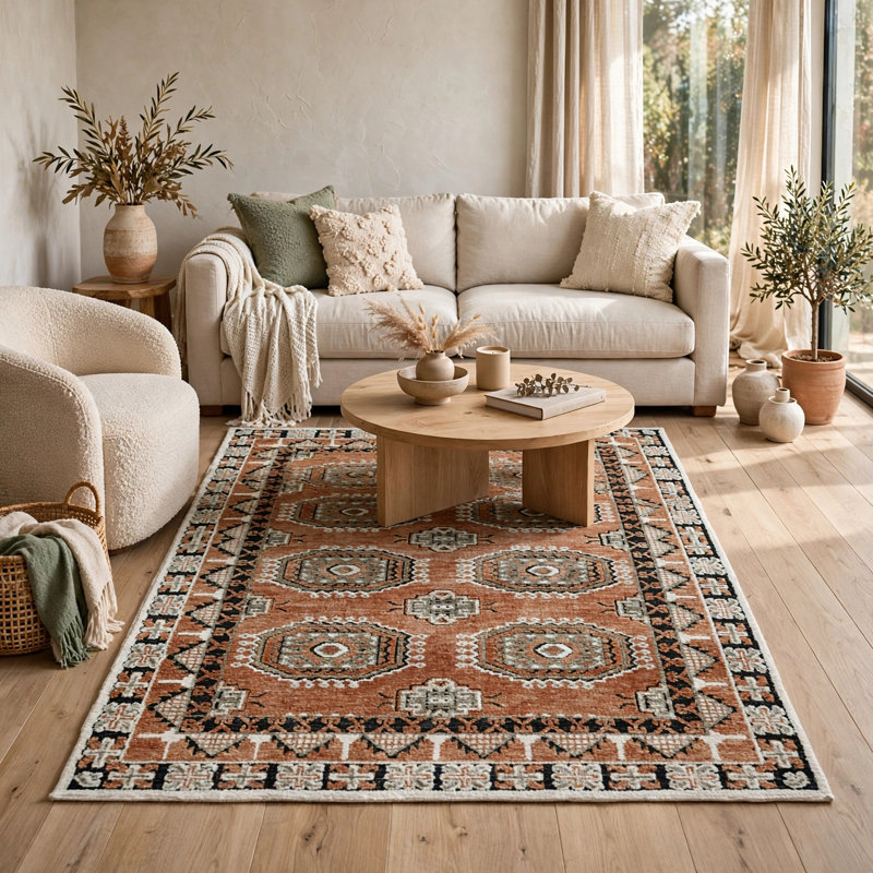 Tapis tissé multicolore en polyester multicolore Nyas 5 pi x 7 pi Nyas