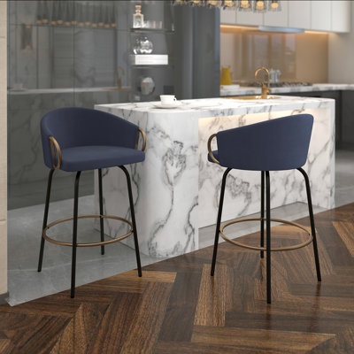 Zora Swivel Upholstered Counter Stool with Metal Frame