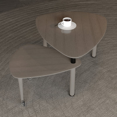 360-Degree Rotatable Coffee Table - Grey OAK Veneer, PU Paint - Grey OAK