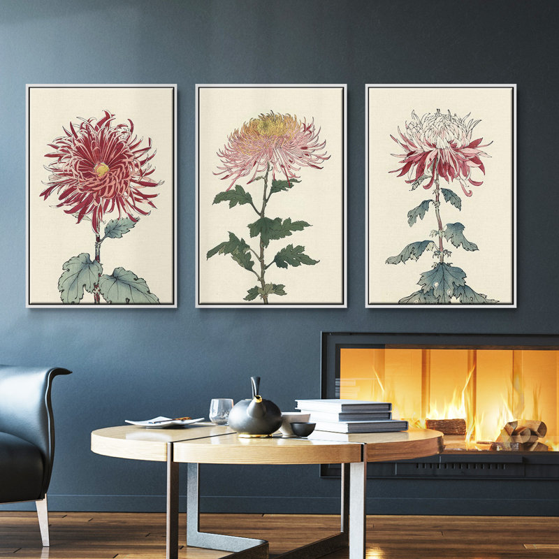 " Antique Turpin Botanical VII " 3 - Pieces, White, 27" H x 54" W