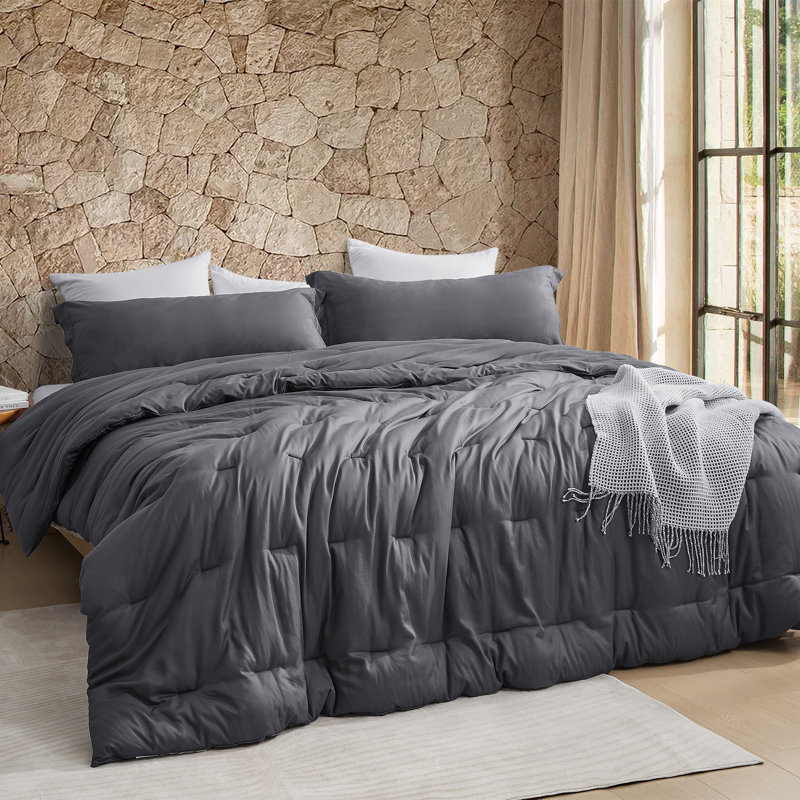 Silky Butter Coma Inducer Oversized Lightweight Comforter Set, Gray, Twin Extra Long Comforter + 1 Standard Sham