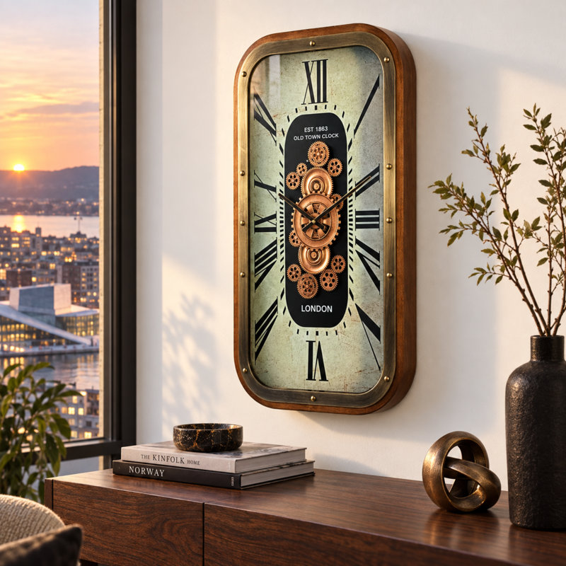 Horloge murale avec engrenages en mouvement de The The Gear, Argent argent