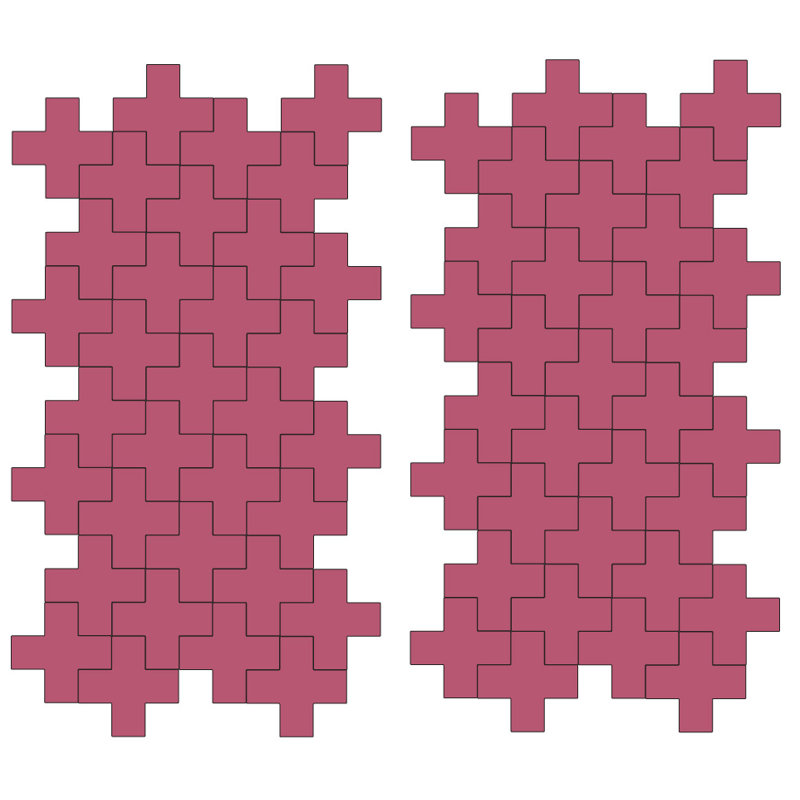 Décalcomanie murale à motifs croisés suisses, H 6 po x l 6 po x P 0,01 po, Rouge à lèvres