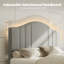 Structure de lit simple tapissier en mélange de lin gris avec lumière DEL et tête de lit réglable en hauteur, sans sommier tapissier-1220794978-1220794979