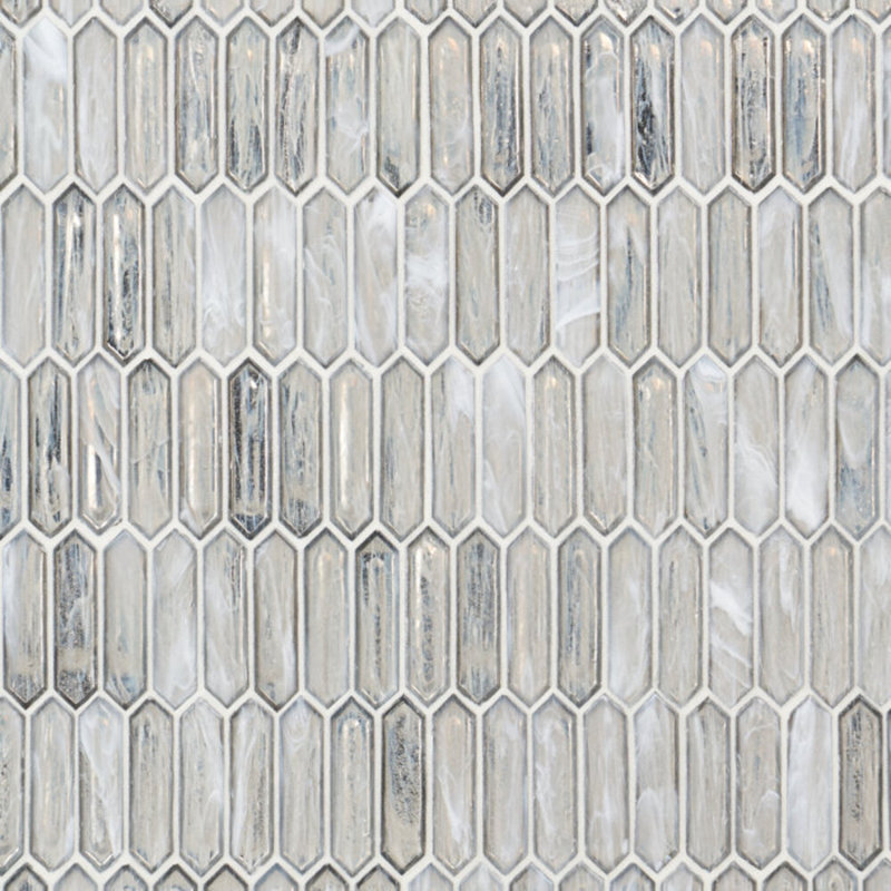 Komorebi Bonfire Red 1X3 Picket Polished Glass Mosaic Tile, Silver Haze