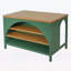 Charmant îlot de cuisine de style campagnard de 56 pouces avec rangement ouvert, plateau en bois d'hévéa et élégante arche en vert