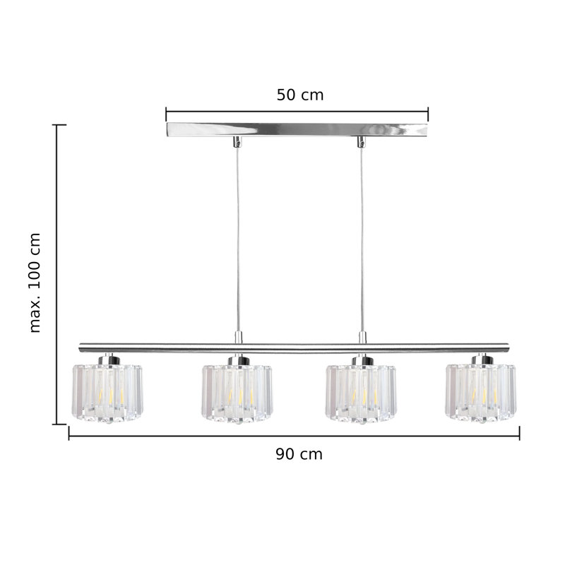 Bhodi 4 - Light Silver Kitchen Island Pendant