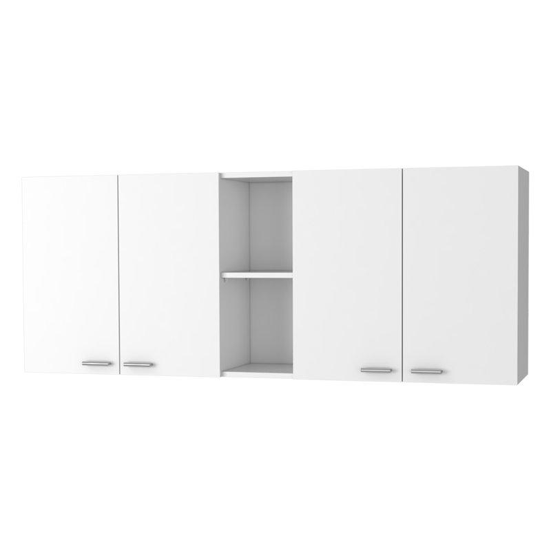 Armoire murale Winslow, quatre portes, deux cloisons, deux tablettes, Blanc