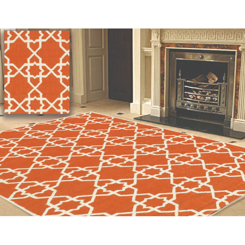 Flatweave Wool Geometric Indoor Rug, Rectangle 9' x 12'