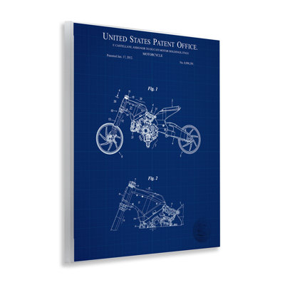 Motorcycle Patent Blueprint Framed Giclee Art by Karl Hronek