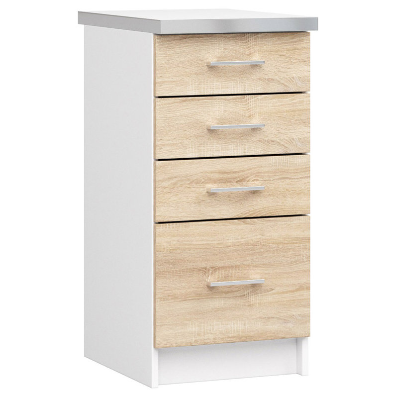 Lower cabinet with drawers in white and sonoma oak Base Unit
