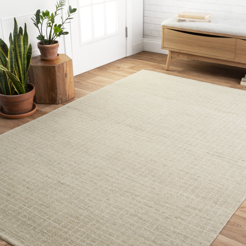 Tapis ivoire antique crocheté à la main Bourque, Rectangle 7 pi 9 po x 9 pi 9 po