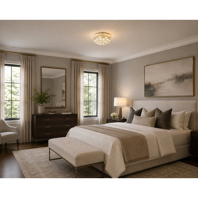 Harvey Modern 3 Light Crystal Flush Mount