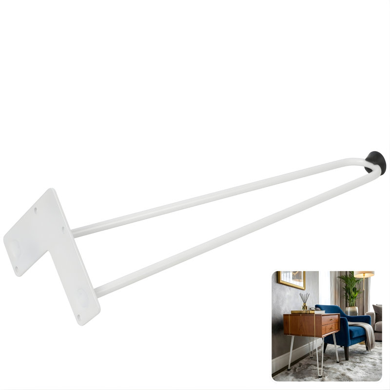 ROUS Hardware 18" Hairpin Furniture Leg | Steel Mid-Century Modern Table Leg – Snow (White), 1 Count, Snow (White), 18" H
