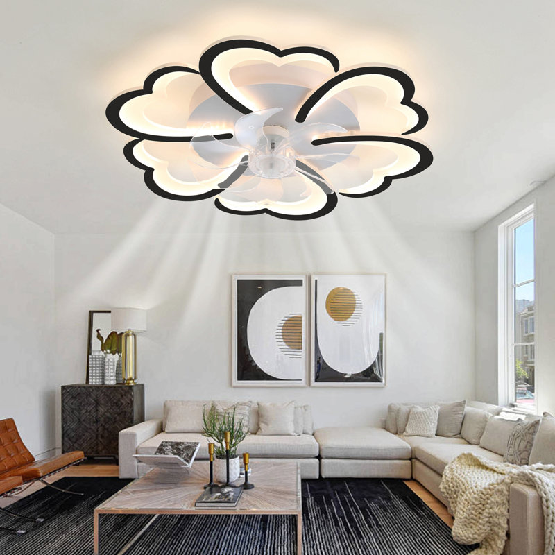 26.7In Black Ceiling Fan With Lights, Remote Control 3 Color Temperatures,6 Gear Wind Speed Fan Light