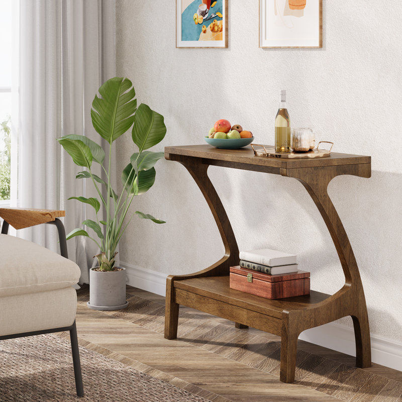 2-tier Solid Wood End Table, Sofa Side Table