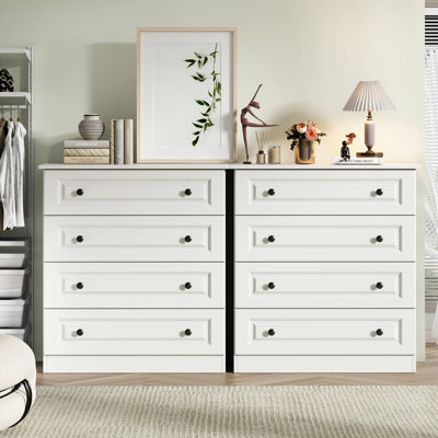Commode de chambre à coucher 4 tiroirs l 29,5 po moderne en bois (ensemble de 2)