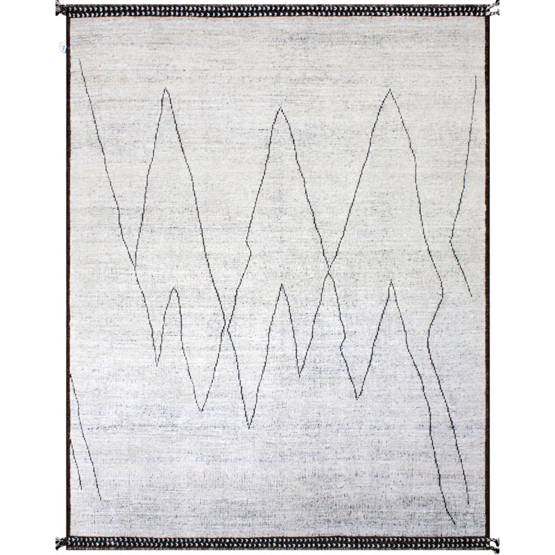 Tapis rectangulaire en laine noué à la main, Rectangulaire 8 pi x 10 pi