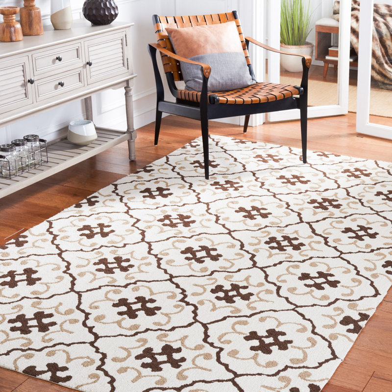 Rodrigez Hand Hooked Performance Geometric Rug, Rectangle 8' x 10'