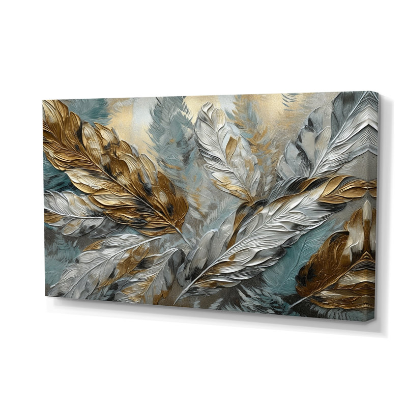 Art mural argent et argent Expressions of Freedom I - Boho Feather