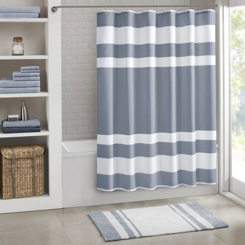 Rideau de douche Spa Waffle, Bleu foncé, H 78 po x l 72 po