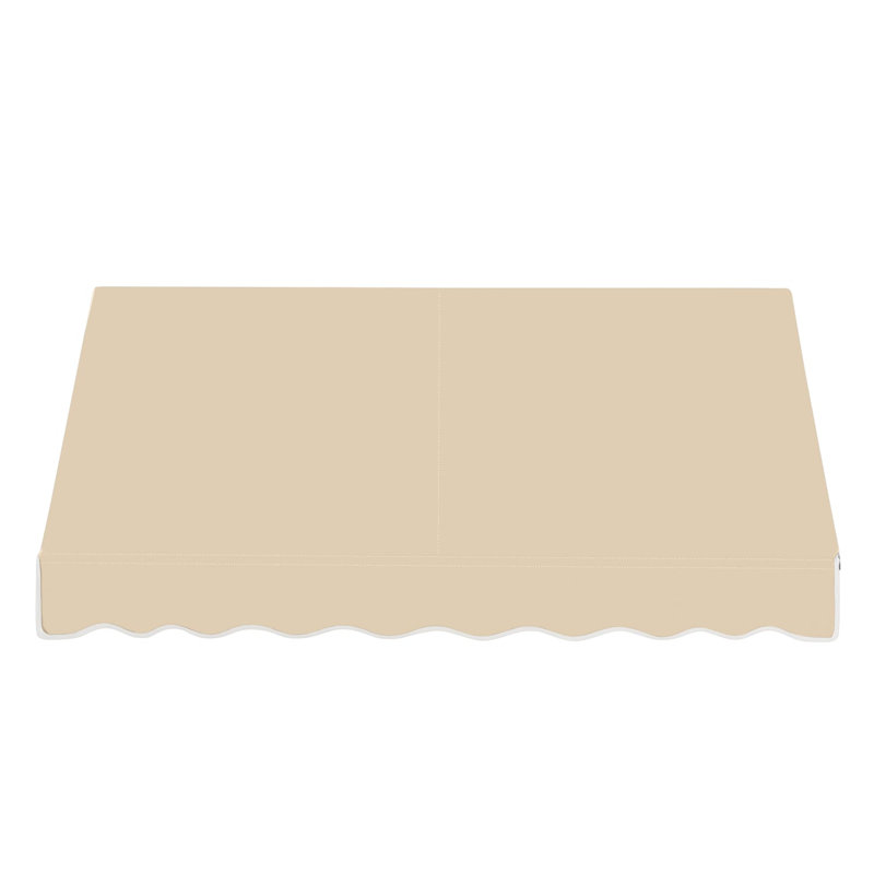 Auvent fixe en tissu acrylique rétro Awntech Dallas, H 23 po x l 124,5 po x P 36 po, Brun clair