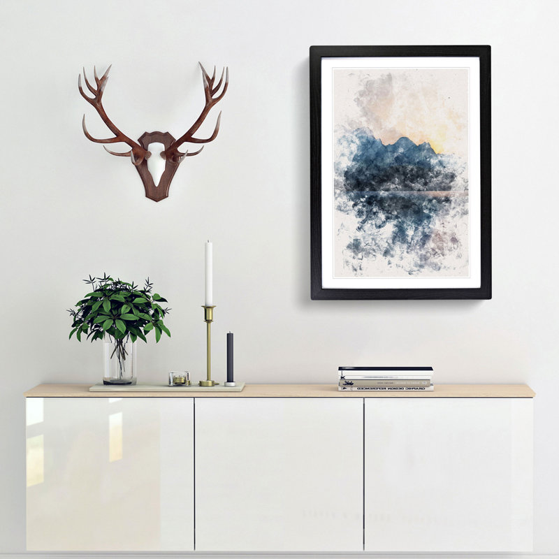 Sunrise over the Mountains Abstract - Picture Frame Graphic Art Print, Black Framed, 63cm H x 45cm W x 2cm D