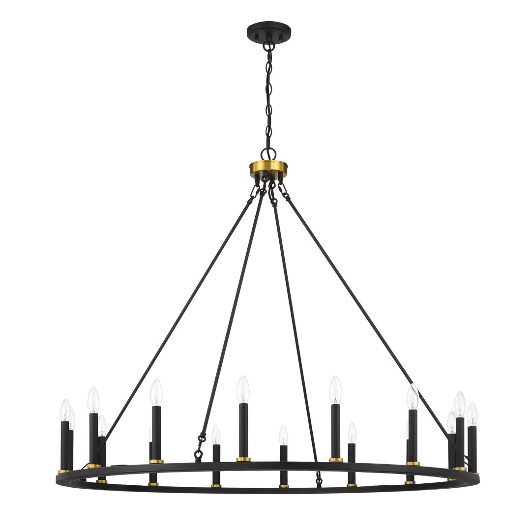 Adriana 16-Light 47" Dimmable Farmhouse Wagon Wheel Chandelier for Dining Room & Living Room Birch Lane™