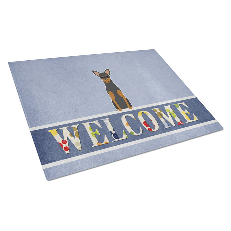Planche à découper manchester en verre à terrier caroline Welcome Dog