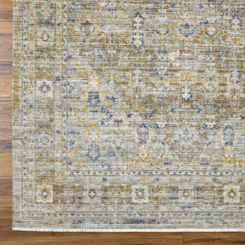 Margaret Gray and Taupe Synthetic Washable Rectangular Area Rug