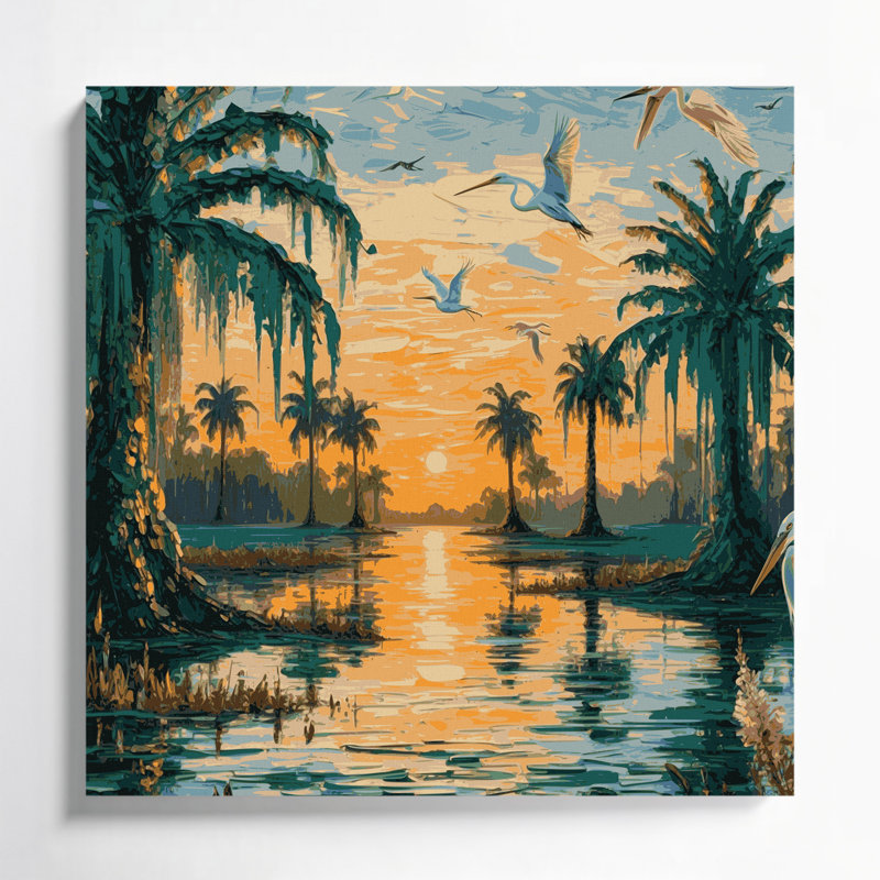 Art mural sur toile bleue «USA State Florida», H 16 po x l 16 po