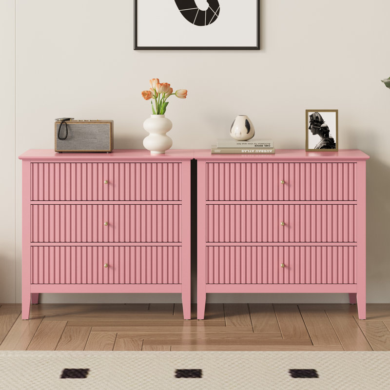 3 Drawer 81.3cm W Dresser, Pink