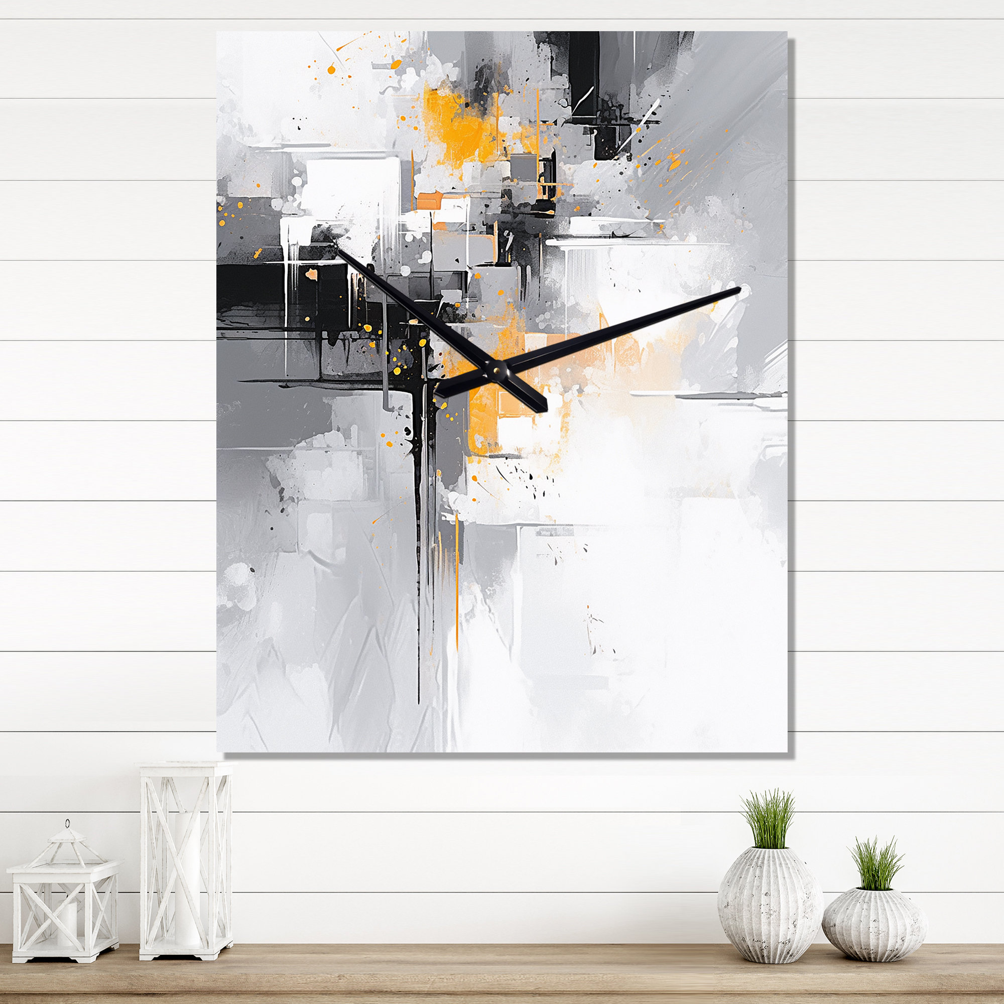 Latitude Run® Yellow Grey Symmetrical Abstractions - Cubism Wall Clocks ...