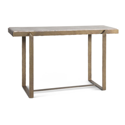 Rhodes 52" Console Table with Capri Beige Marble Top and Antique Brass Base
